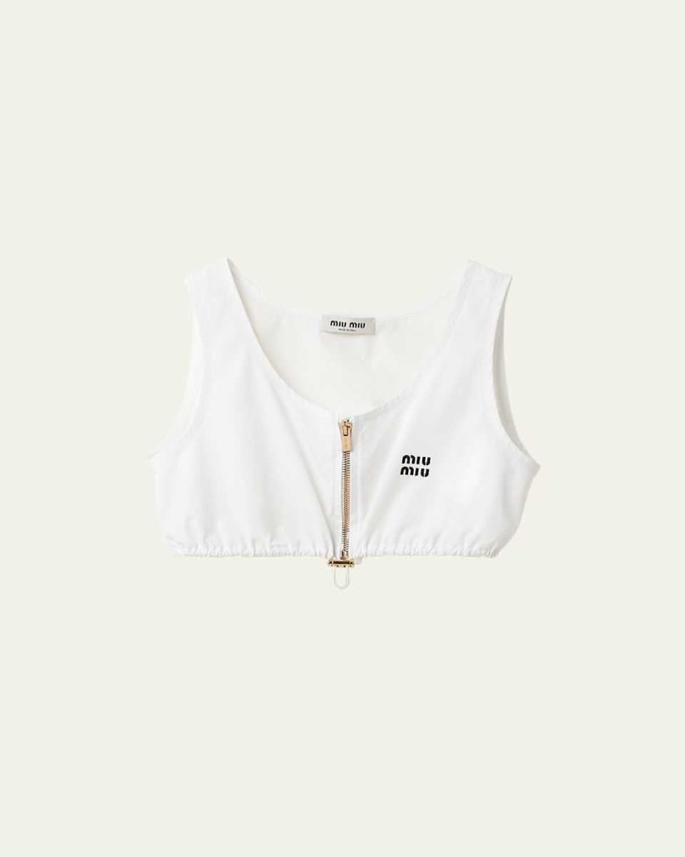 Logo Drawstring Poplin Crop Top